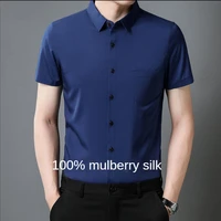 summer mens shirt high endmulberry silk short sleeved shirt mens casual professional mens clothing