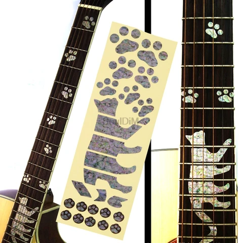 Наклейка на шею для гитары, с узором в виде кошки, звезды, акустической гитары, бас-электрогитары