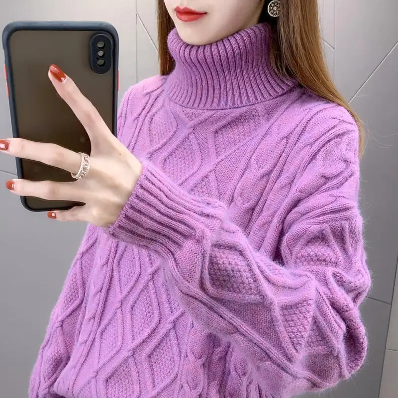 

QNPQYX Basic Sweater Women Turtleneck Geometric Tops Autumn Winter Velvet Pullovers Casual Bottoming Knitted Shirts Warm Jumpers