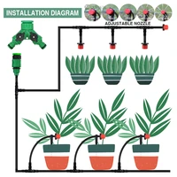 50m 5 mdiy drip irrigation system automatic watering garden hose micro drip watering kit with adjustable dripper watering flower