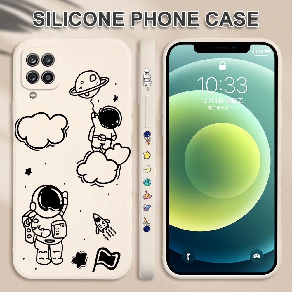 

Cartoon Astronaut Painted Phone Case For Samsung Galaxy A52 A12 A21s A22 A31 A32 A52 A50s A51 A52s A71 A72 M02 M12 Cover Funda