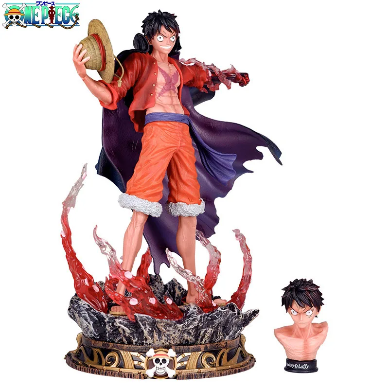

36cm Double-Headed Bust One Piece Luffy Doll Figurine Awakening Pvc Model Anime Action Figure Ornaments Boy Gift Kawaii Toys