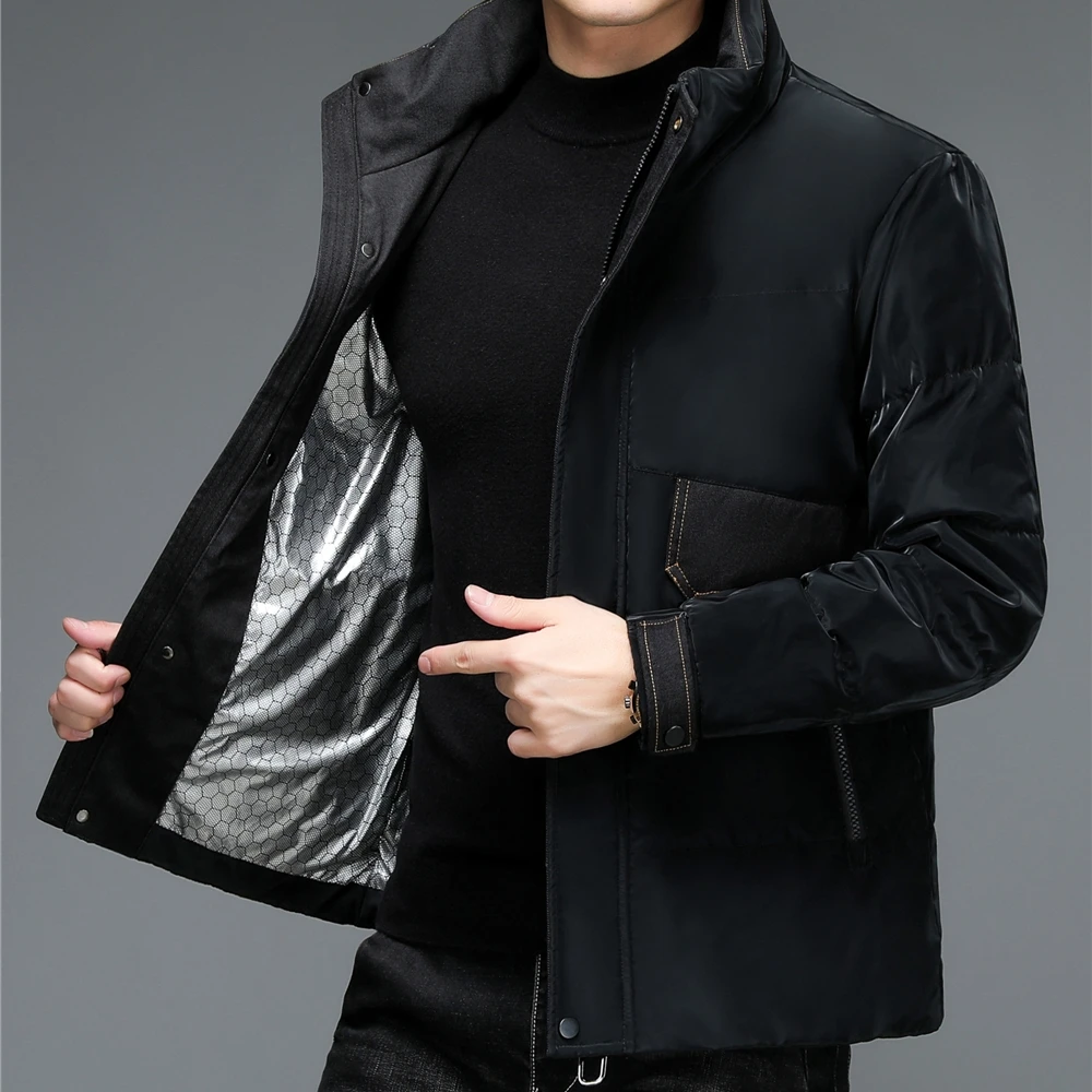 COODRONY Brand 90% Gray Duck Down Jacket Men Clothing Winter New Arrival Stand Collar PU Windbreaker Coat Thick Warm Parka Z8173