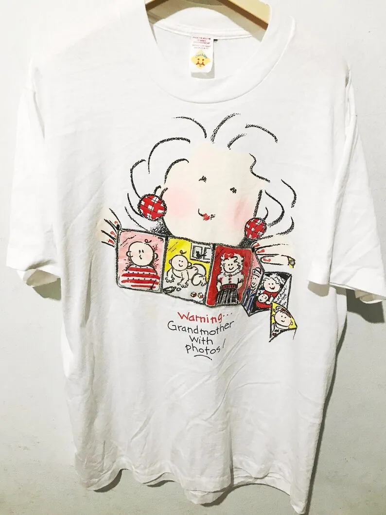 Camiseta vintage de abuela talla XL años 90 &quotAdvertencia con fotos&quot regalo para mamá
