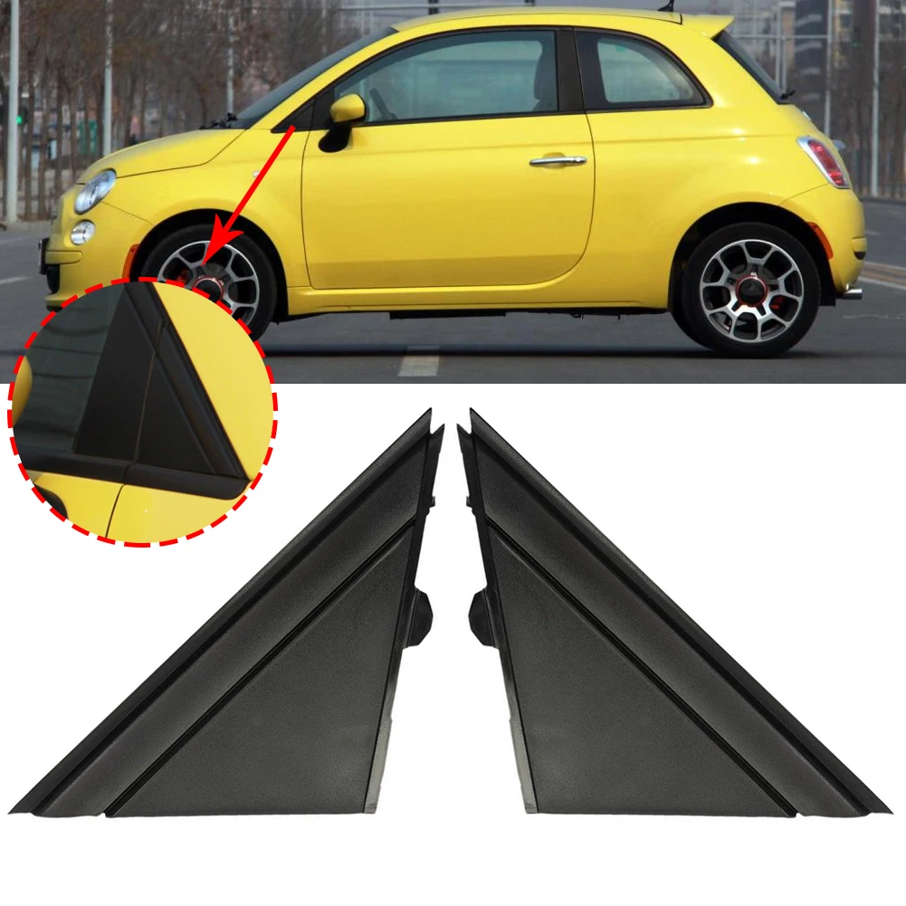 

Matte Black LH&RH Door Mirror Flag Cover Moldings For500 12-19 1SJ85KX7AA 1SD00KX7AA Rear Mirror Triangle Trim Plate