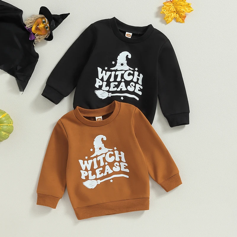 

BeQeuewll Baby Hoodie Autumn Sporty Casual Style Classic Crew Neck Letters Hat Print Sweatshirt Halloween Clothes for Girls Boys
