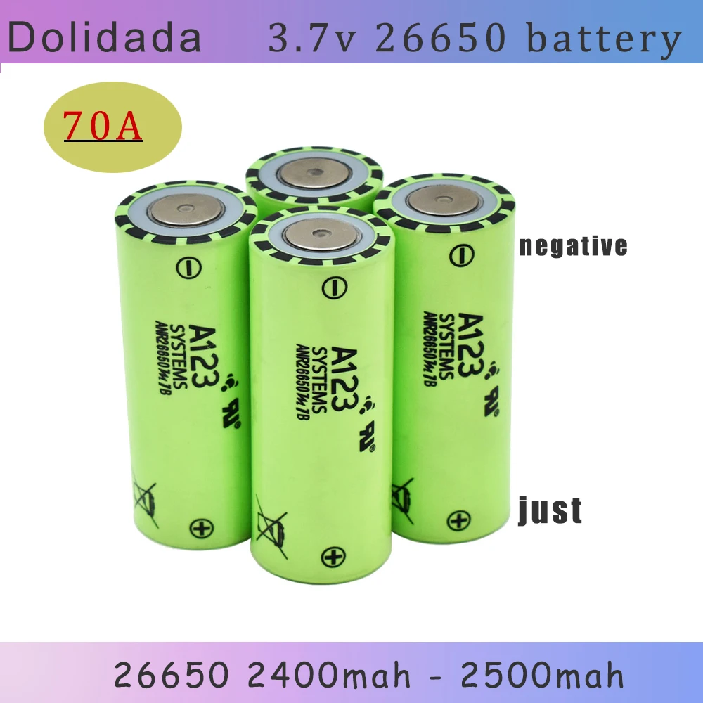 

3.7v A123 26650 Battery 70A Rechargeable Battery M1B 26650 2400mah-2500mah Lithium Ion High Discharge Power Tool Battery (green)