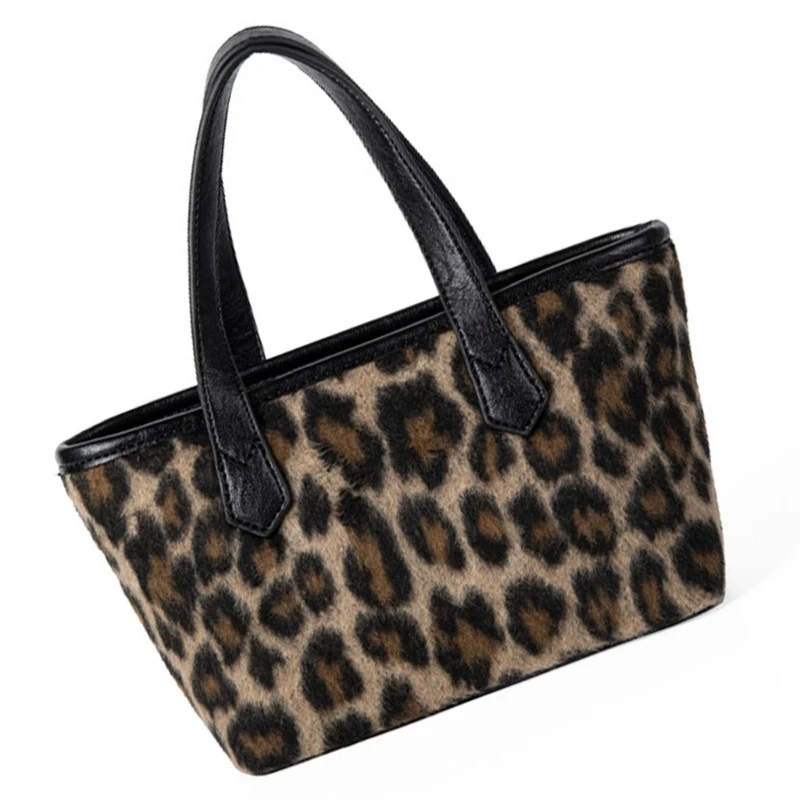 Плюшевая сумка через плечо с леопардовым принтом для женщин маленькая из