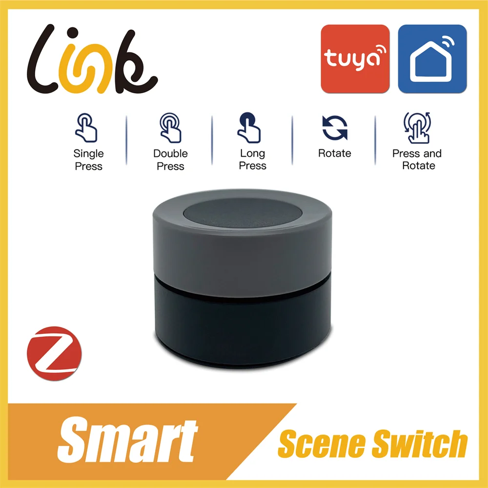 

New Tuya Zigbee Knob Switch Smart Wireless Scene Switch Battery Powered Automation Scenario Button Controller dImming Switch