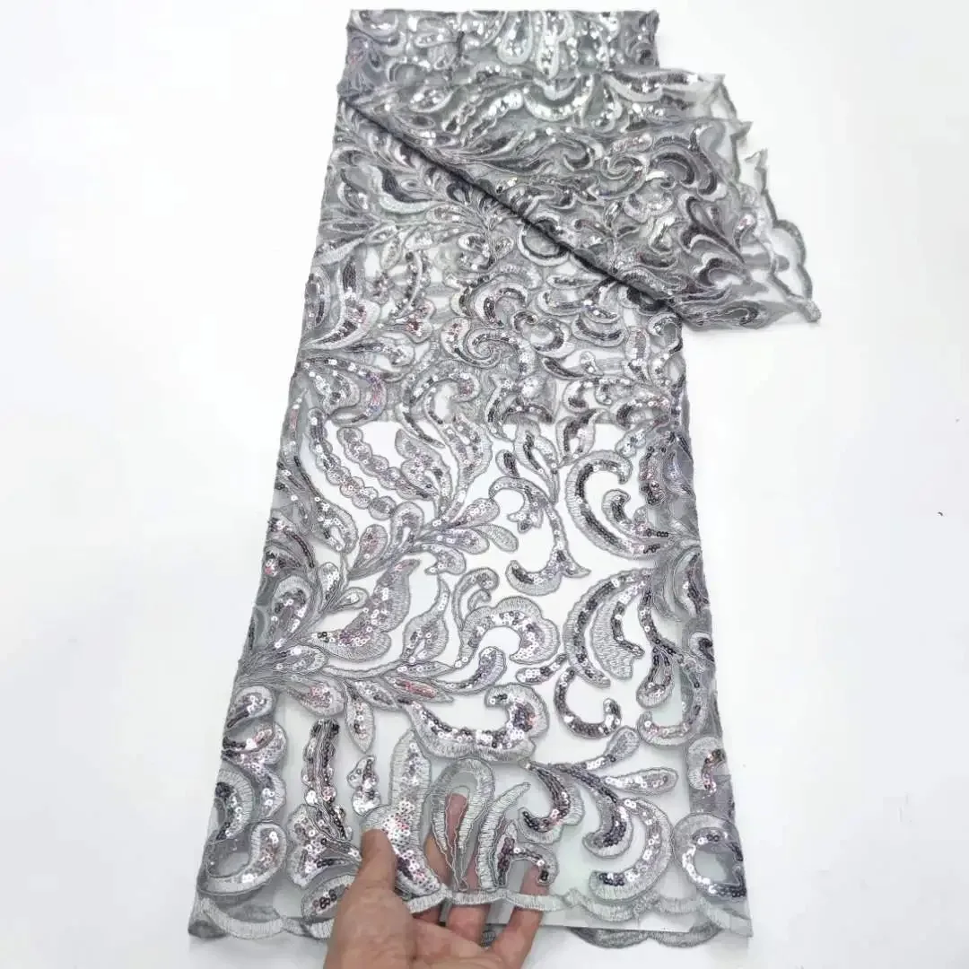 2024 кружевная ткань с 3D аппликацией и блестками золотая линия Высококачественная