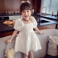 girls dress summer dress 2022 new childrens puff sleeve princess dress white dress little girl baby skirt