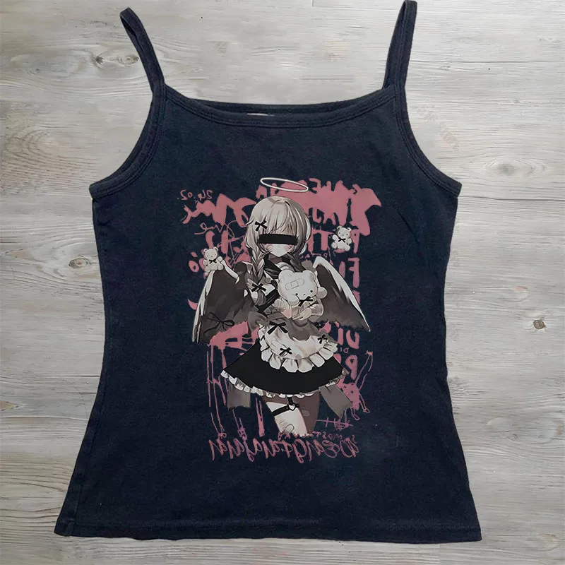 Эстетическая одежда летняя в стиле гранж топы Y2k сексуальная готическая женский