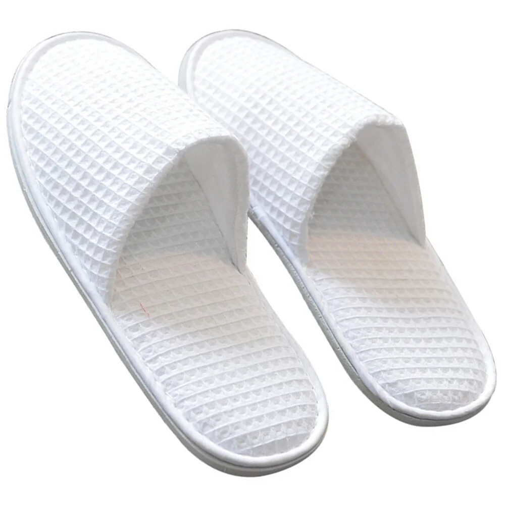 

4 Pairs Men Gift Spa Slippers Indoor Guest One Disposable Hotel White Cotton Travel