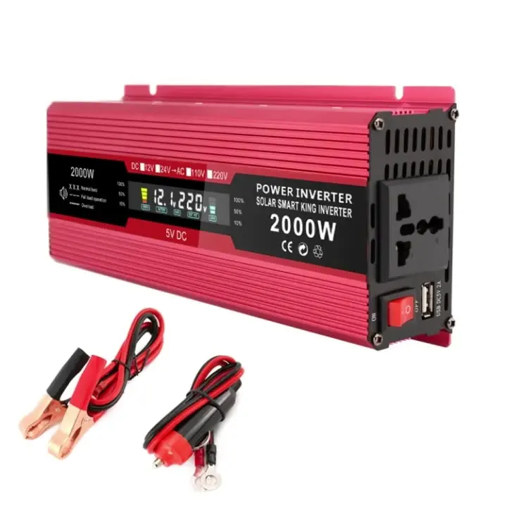 

Professional High Quality Carmaer US Plug 12V to 110V 2000W Car LCD Display Inverter Household Power Converter