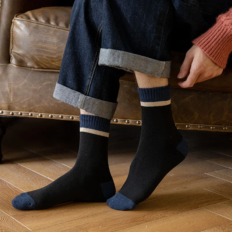 Men's Socks Winter Thick Warm Cotton Socks Fashion Casual Terry Long Socks 5 Pair