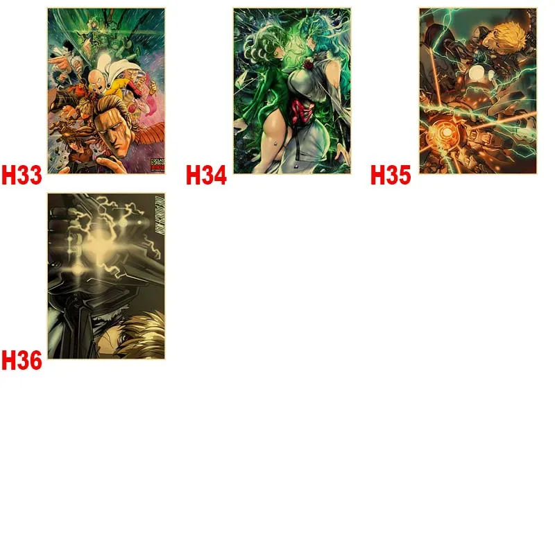 One Punch Man картины для домашнего декора ретро крафт-бумага аниме плакаты мультфильм