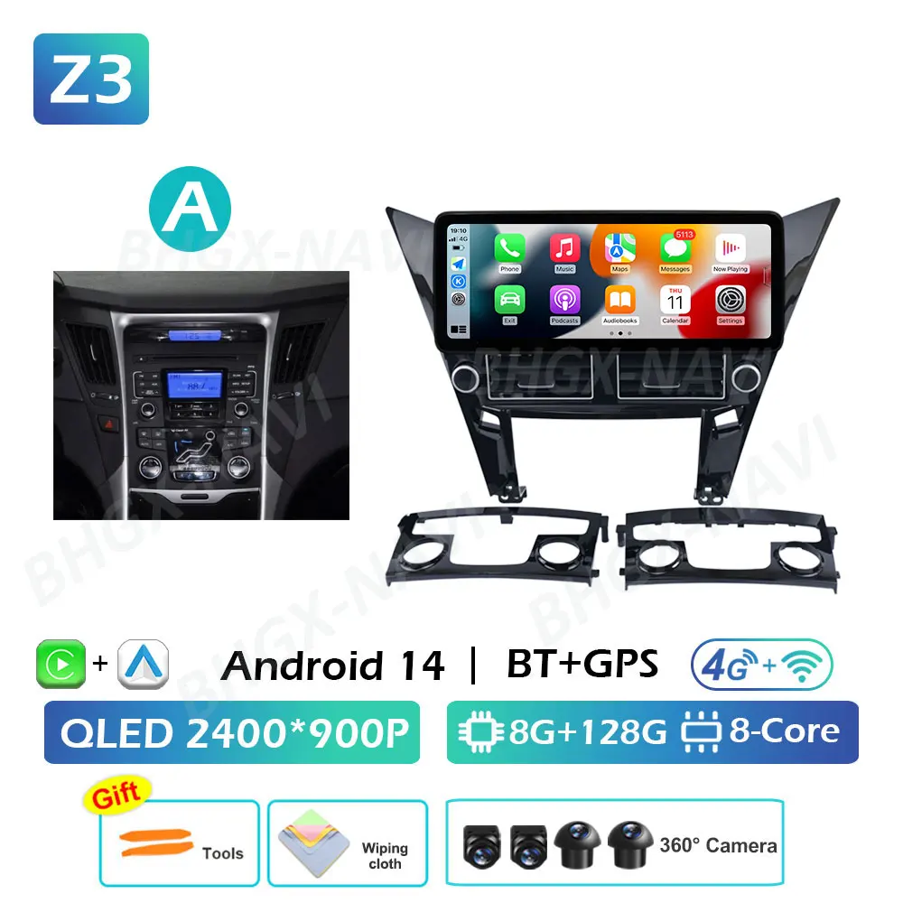 

GPS-навигация Android 14 для Hyundai Sonata 2010 2011 2012 2013 2014 2015-2018 Carplay 12,3-дюймовый авторадио сенсорный экран WIFI