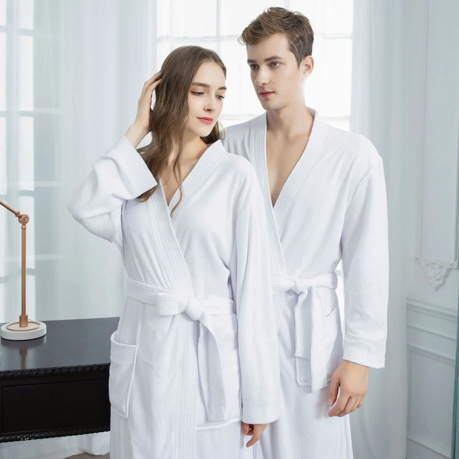 Four Seasons Towel Bathrobe Japanese And Korean Men's and Women's Bathrobe Beauty Salon Hotel Same Style Couple Bathrobe Set