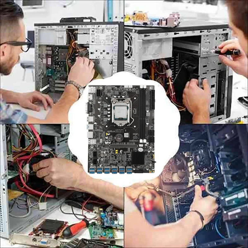 

Материнская плата B75 USB BTC для майнинга + ЦП + 4G DDR3 ОЗУ + кабель SATA + сетевой кабель RJ45 + термопаста 12xpcie USB3.0 LGA1155 MSATA