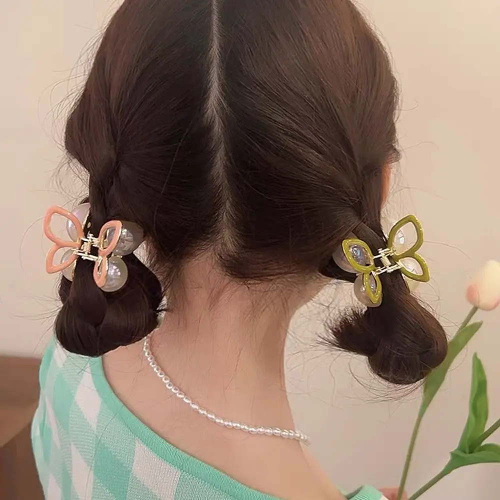 

Grab Clip Elegant Cute Hair Bun Fixed Clip Small Hair Claw Women Headwear Pearl Wings Hair Clip Butterfly Hair Clip