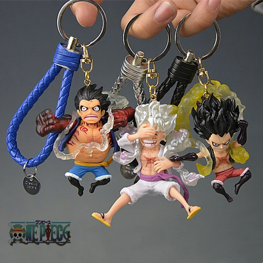 

New Anime One Piece Figure Keychain Trafalgar Law Nika Luffy Roronoa Zoro Keychains Schoolbag Pendant Keyring Model Collection