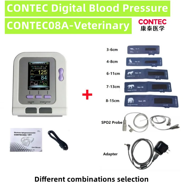 

Electronic Sphygmomanometer Digital Blood Pressure Veterinary Vet Use Monitor CONTEC08A Pets Dog Cat Optional Vet Use Cuff