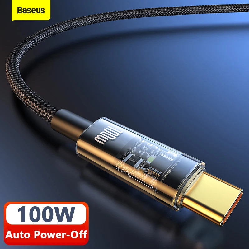 

Baseus Auto Smart Power-Off 100W USB Type C Cable For Honor 50 Pro Charger Cable 66W 40W Fast Charging For Huawei P50 Mate40 Pro