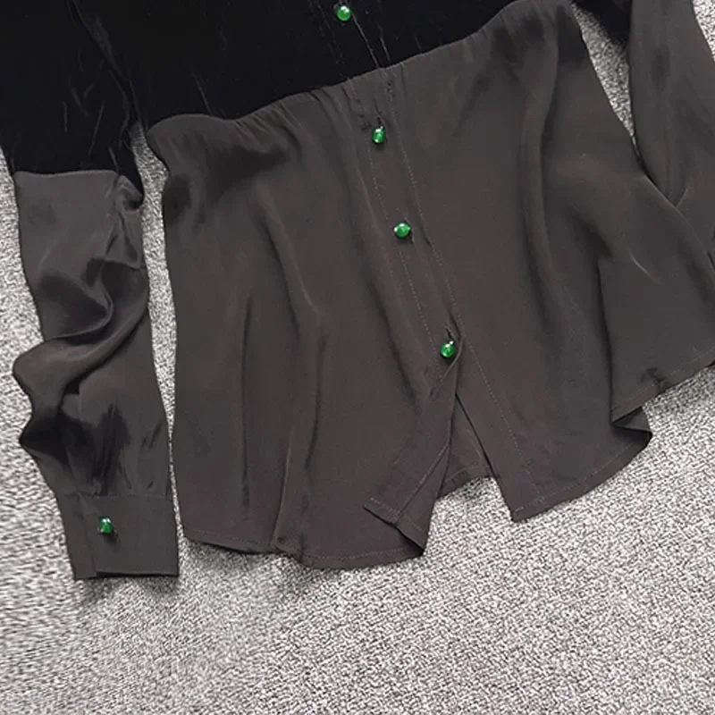 Новинка 2024 женская одежда шелковый бархатный топ из Шэньчжэня Nanfu рубашка в