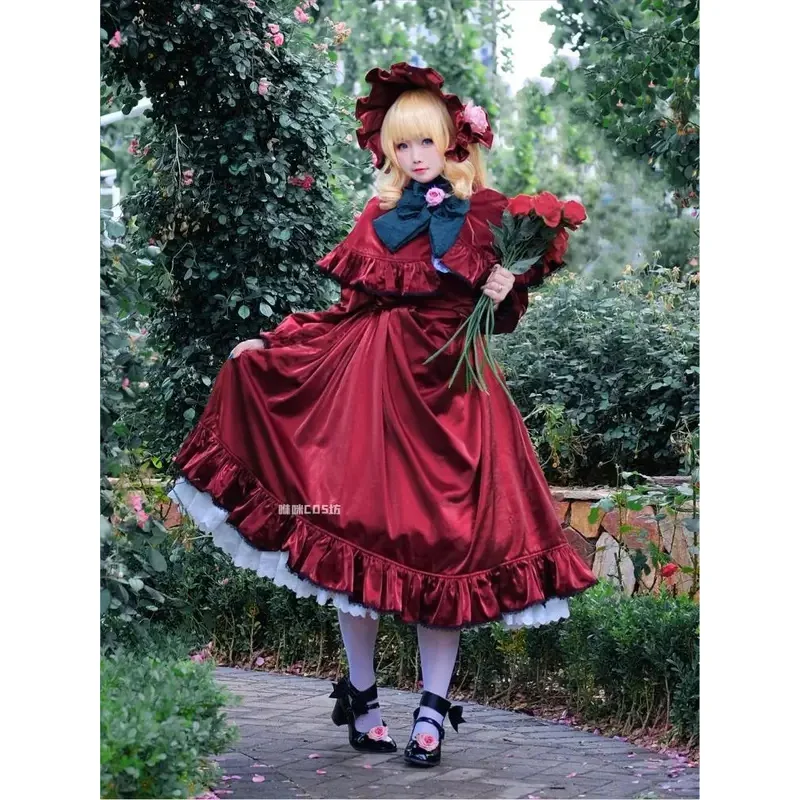 Фото XT8Reiner Rubin Shinku Костюм Аниме Rozen Maiden Женское Милое Красное Платье Чистый Рубин Косплей Лолита Шляпа Парик Хэллоуин SXT6@! №2