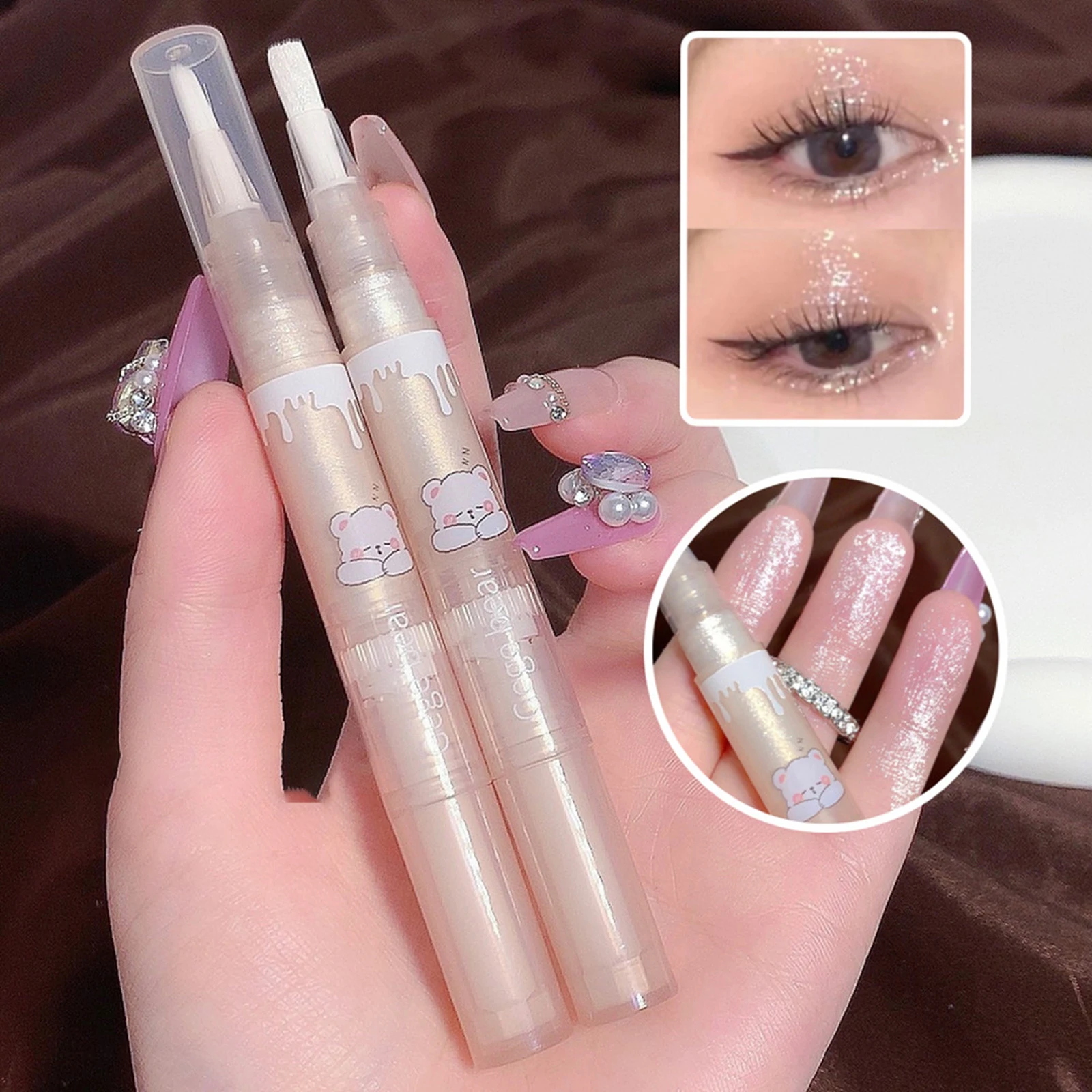 

Liquid Shiny Diamond Highlight Pen Eye Makeup Waterproof Highlighter Pearl Shimmer White Brighten Silkworm Shadow Eyeliner Pen