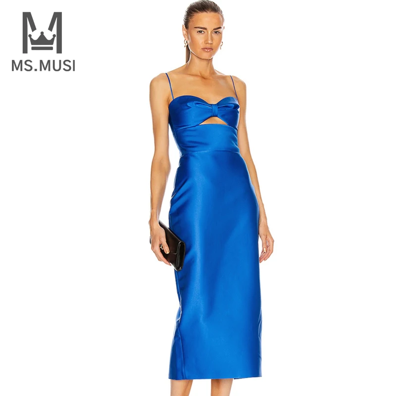

Новинка 2022, модное женское сексуальное атласное платье-миди на бретелях с V-образным вырезом, без рукавов, с открытой спиной