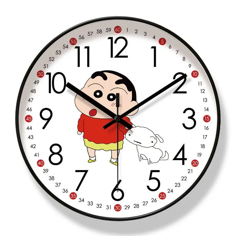 

Милые настенные часы Crayon Shin-Chan с изображением маленькой белой собаки для гостиной, домашние автоматические часы для раннего развития с мультяшным рисунком