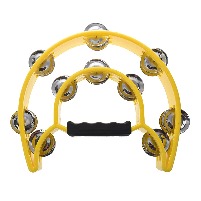 

New Singer Tambourine Percussion Drum Grip Handle-32 Jingles Half Moon