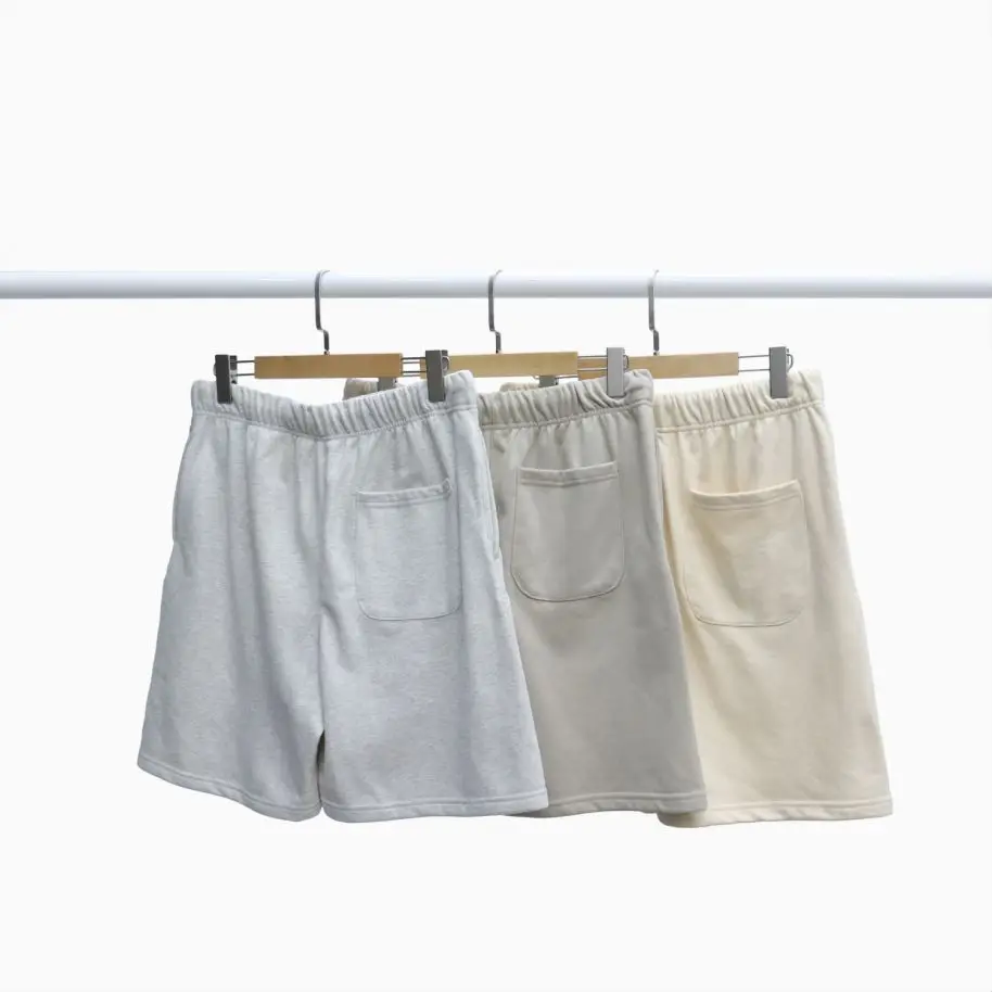 380g Men's Summer Casual Sports Shorts Soft Plain Beige Quick Dry Fitness Trunks Plus Size Mid Waist String Running Pocket Short