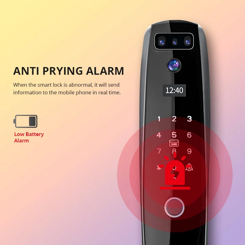 Цена Умный дверной замок с распознаванием лица 3DFace, сканер отпечатков пальцев, цифровой Wi-Fi замок, подключенная камера, монитор, камера безопасно...