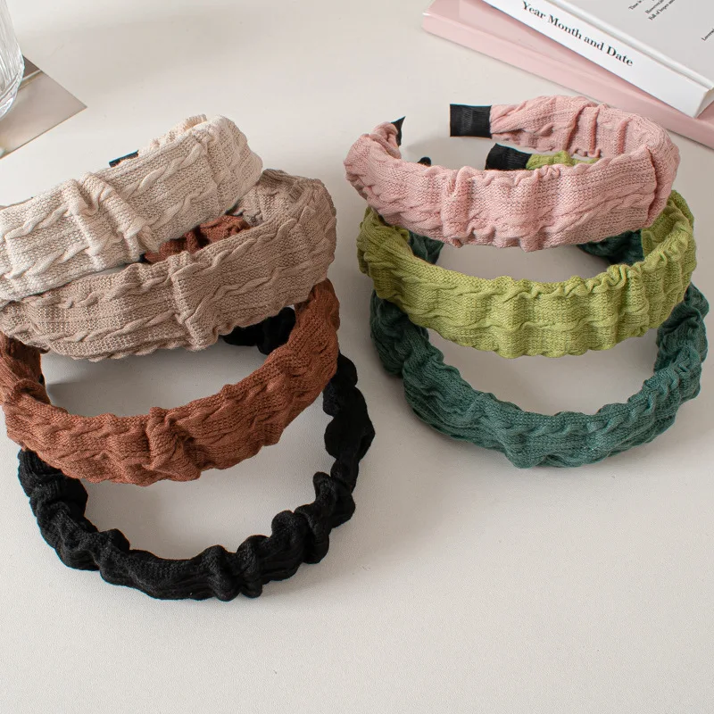 

Модные обручи для волос для женщин, однотонные обручи с цветами для девочек, Дизайнерские широкие обручи для волос, аксессуары для волос, го...