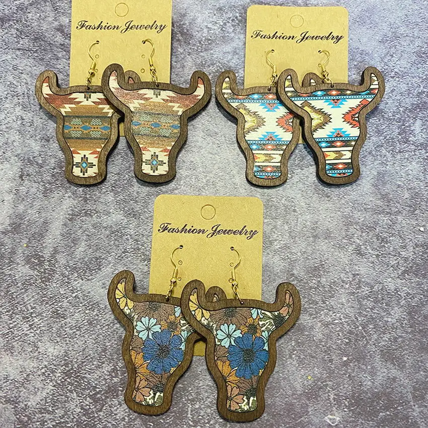 Женские серьги-подвески в западном стиле висячие серьги форме головы коровы с