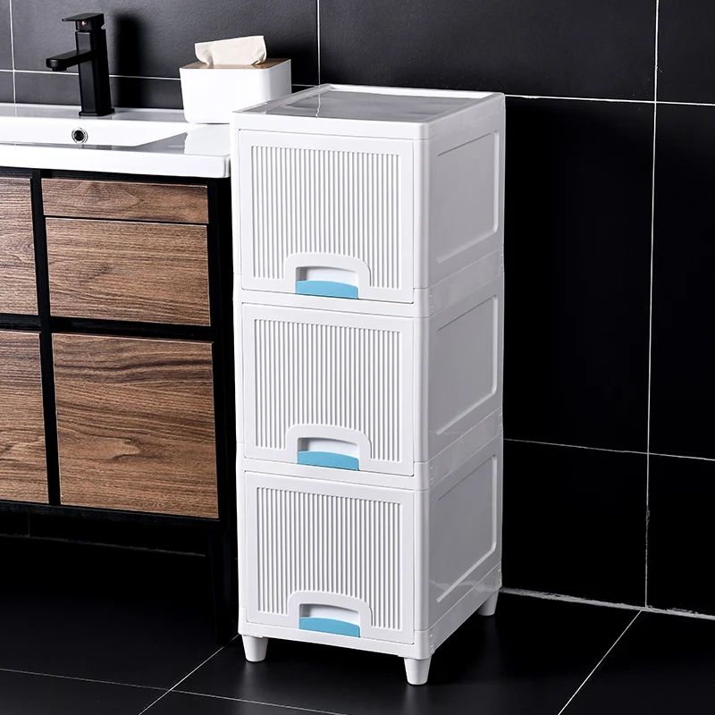 

33cm Crack Bathroom Shelf Multilayer Flap Storage Shelves Sealed Waterproof Shampoo Holder Versatile Practical Storage Cabinets