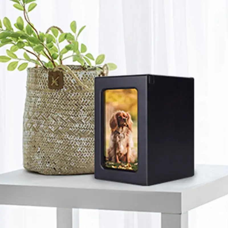 

Wooden Memorial Pet Urns Pet Keepsake Storage Box Portable Pet Cremation Urns With Picture Frame High Quality Pet Dog Cat Urn