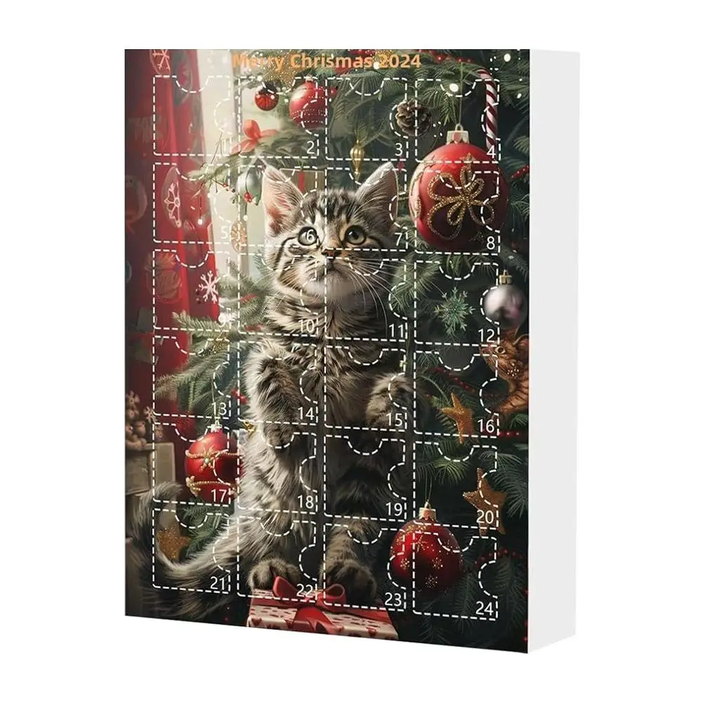 Милый рождественский адвент-календарь календарь обратного отсчета с котом 2024