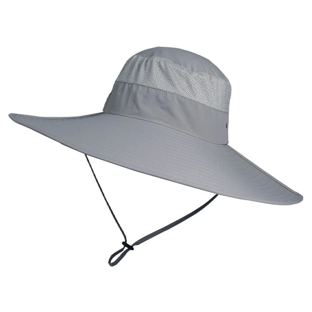 

Breathable Cycling Casual Wide Brim Seaside UV Protection With Chin Strap Fishing Sun Hat Outdoor Sports Adjustable Summer