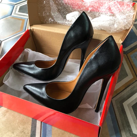 Tikicup plus tamanho 40-48 preto sólido 15 cm de calcanhar extremamente alto Ponto Ponto Bombas de estilete deslize em crossdress Gragon Queen Shoes