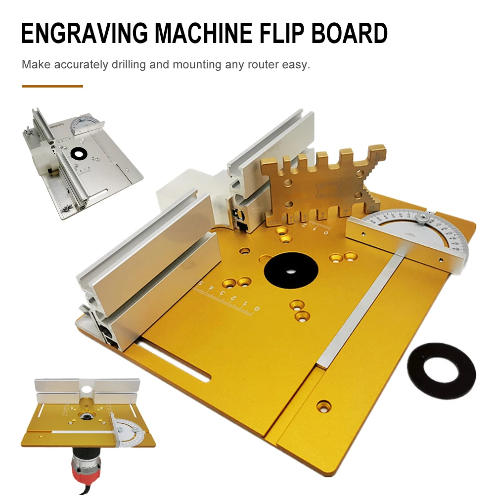 

Multifunctional Aluminium Router Table Insert Plate W/ Miter Gauge WorkBenches Wood Router Trimmer Models Engraving Machine