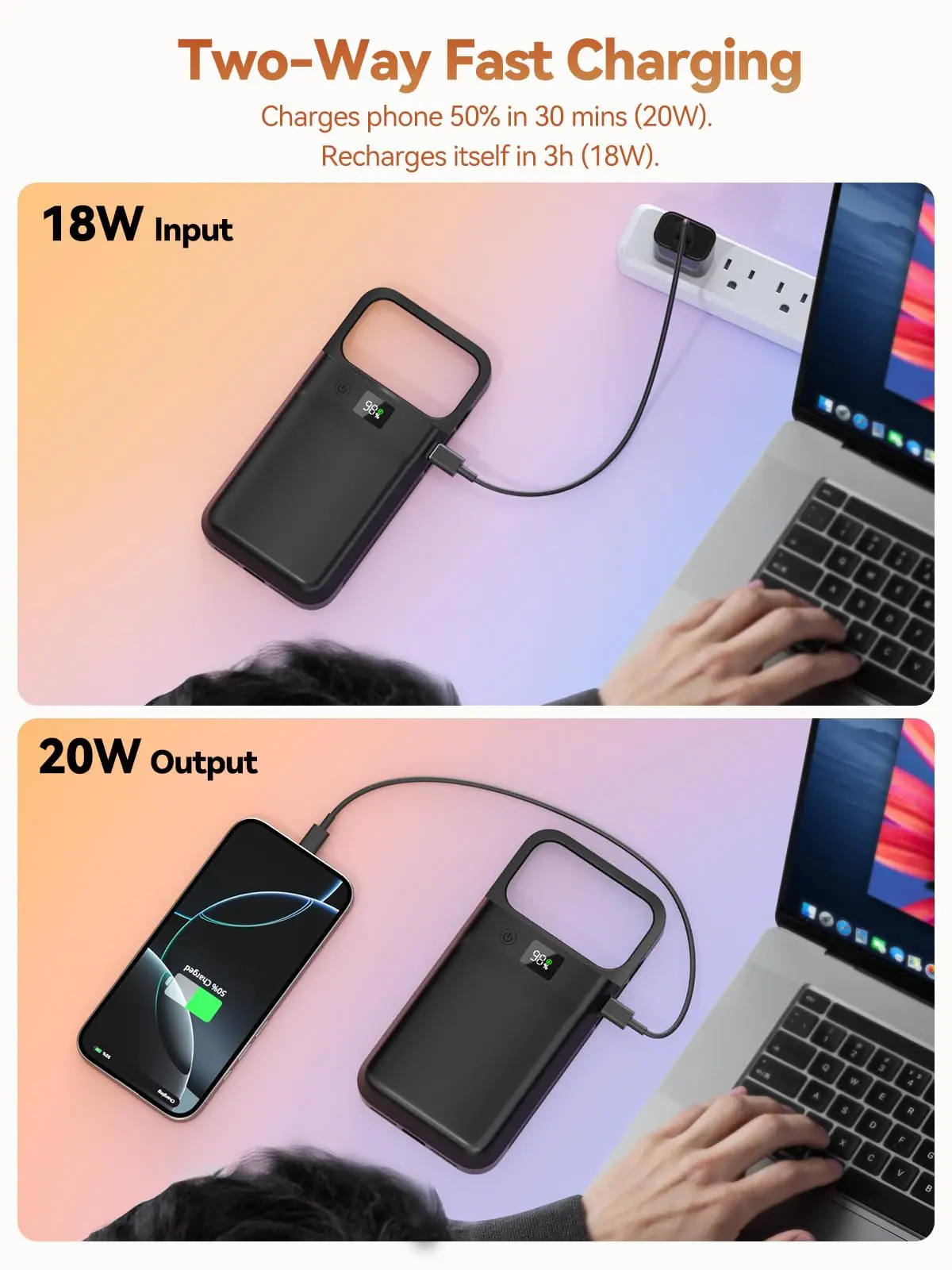 Фото Новый чехол-аккумулятор NEWDERY для iPhone 17 Pro Max / 17 Pro / 17 Air, внешний аккумулятор 9300 мАч, Power Bank №4