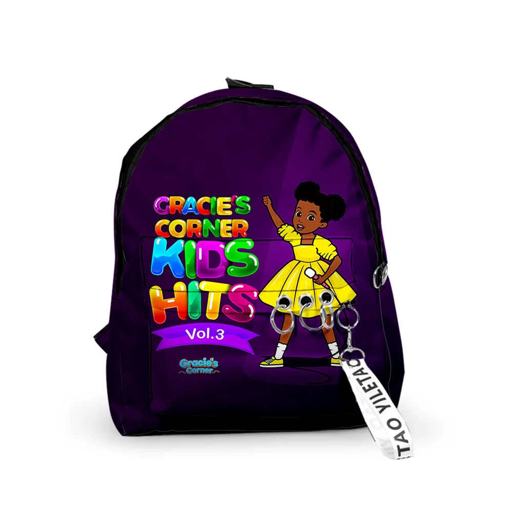 Фото Школьные сумки Cartoon Youthful Gracies Corner, рюкзаки для ноутбуков, рюкзаки для мальчиков и девочек, водонепроницаемые сумки из Оксфорда с 3D принтом, маленькие дорожные сумки с брелоком №4