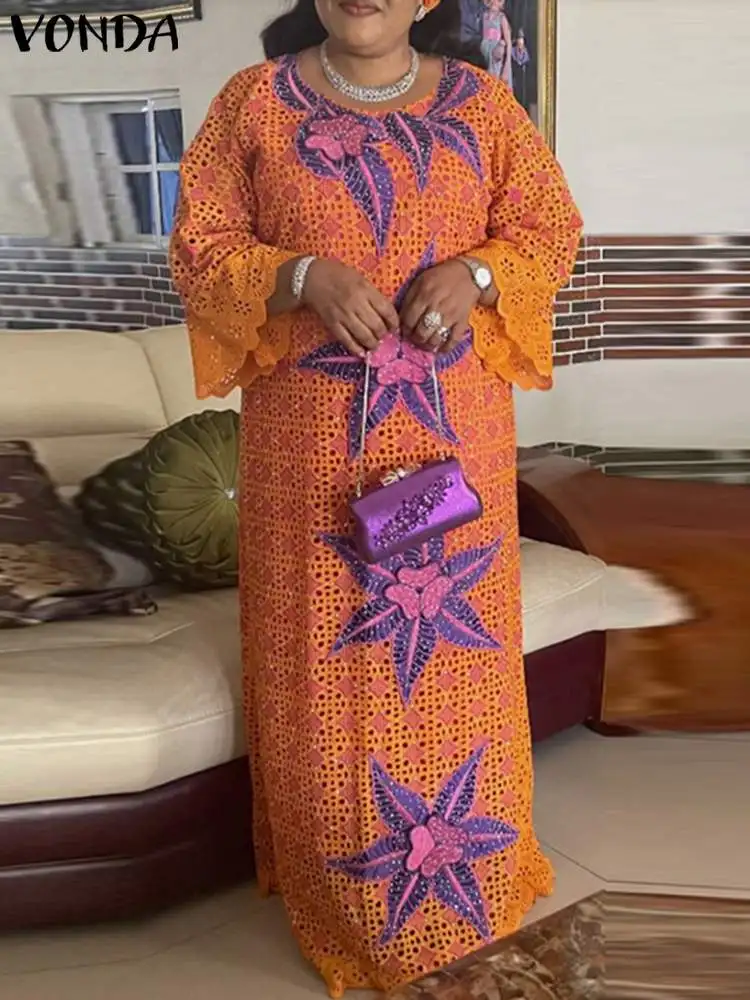 Женское длинное платье в богемном стиле VONDA с принтом Vinage