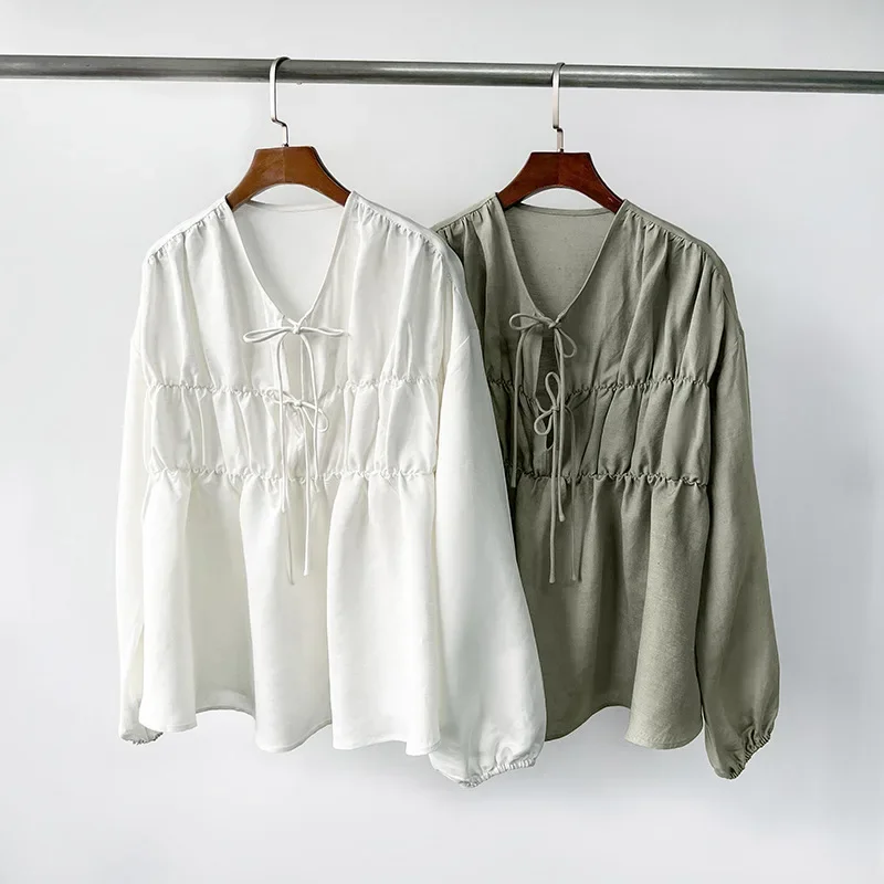 Элегантный женский топ с рукавами-фонариками уменьшающий возраст освежающий