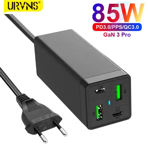 Устройство зарядное URVNS сетевое с 4 USB-портами, 85 Вт, 65 Вт