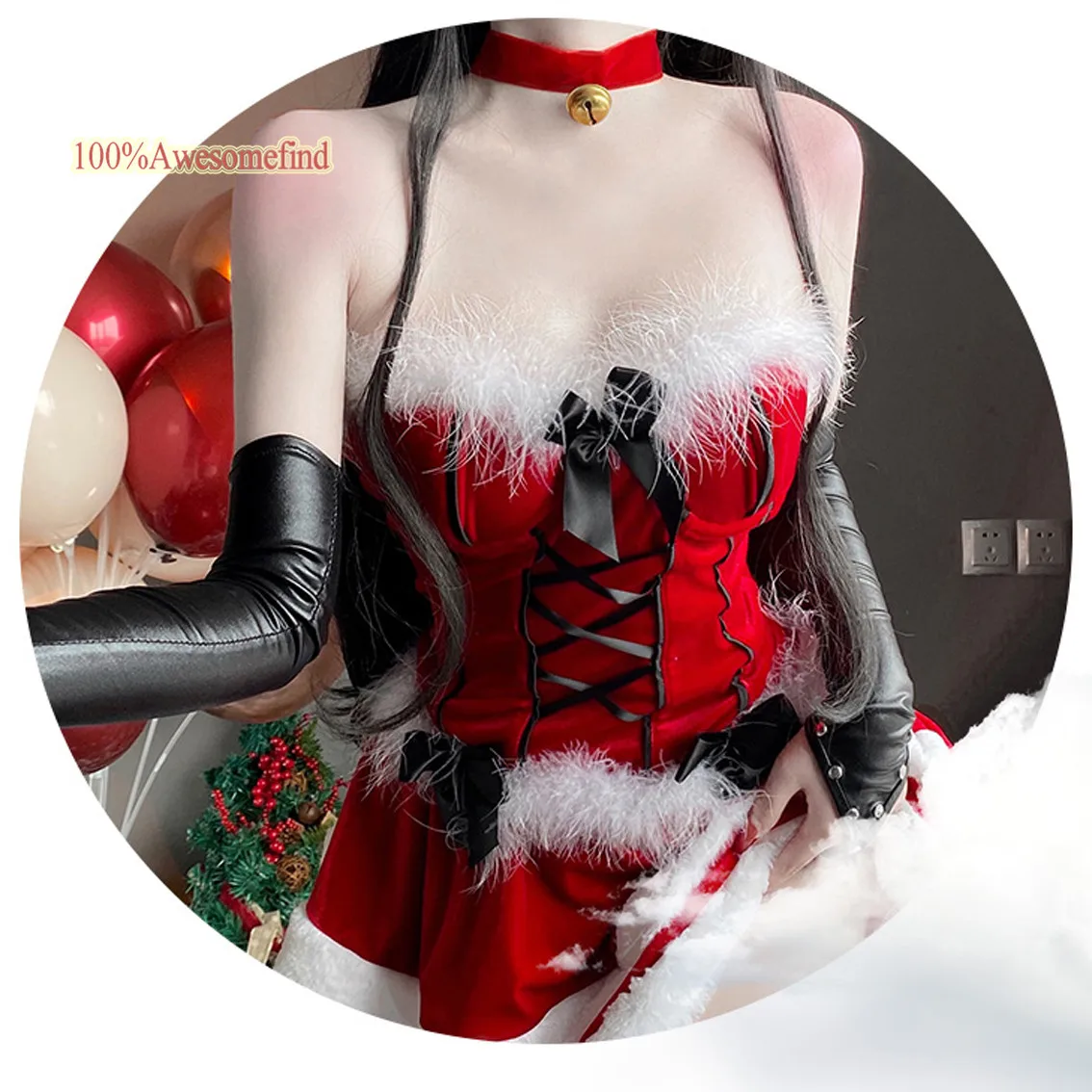 2022 женский Рождественский костюм Санта Клауса для косплея сексуальное нижнее