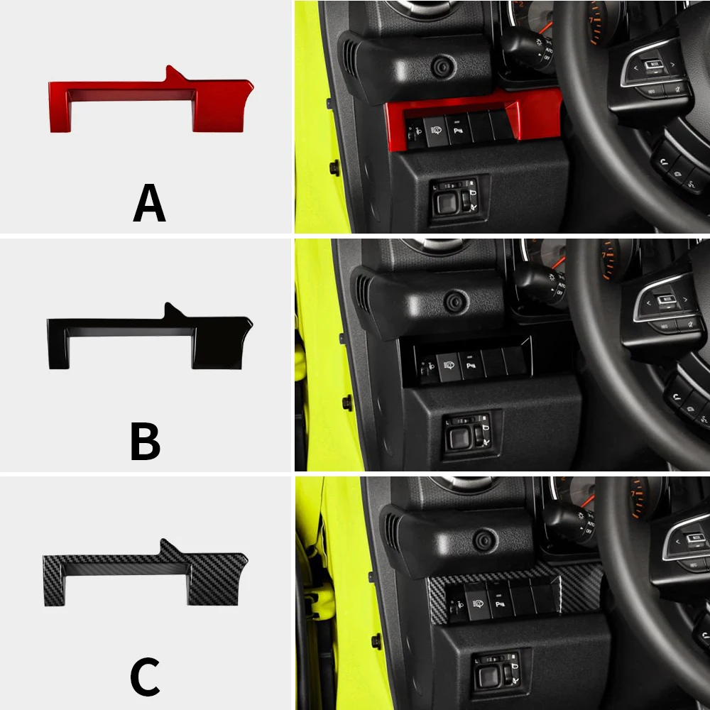 Фото Для Suzuki Jimny JB64 JB74 2018 2019 2020 2021 2022 2023 2024 2025 LHD RHD ABS Углеродное волокно Многофункциональная рамка кнопок №1